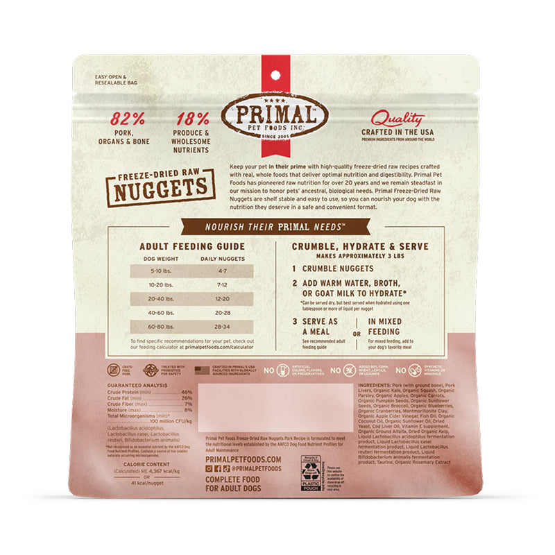 Freeze Dried Pork Nuggets Dog Food