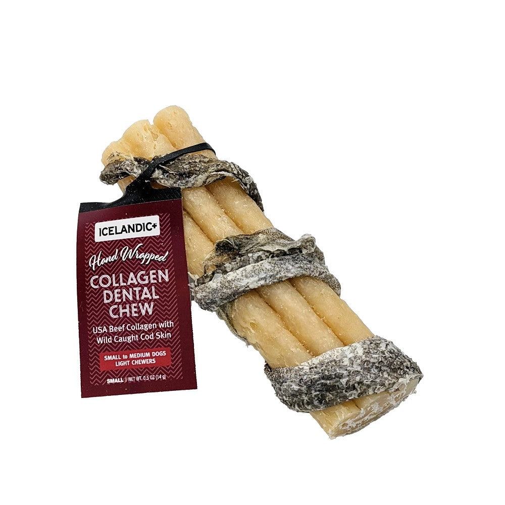 USA Beef Rolled Collagen Dog Dental Chew with Caught Cod Skin