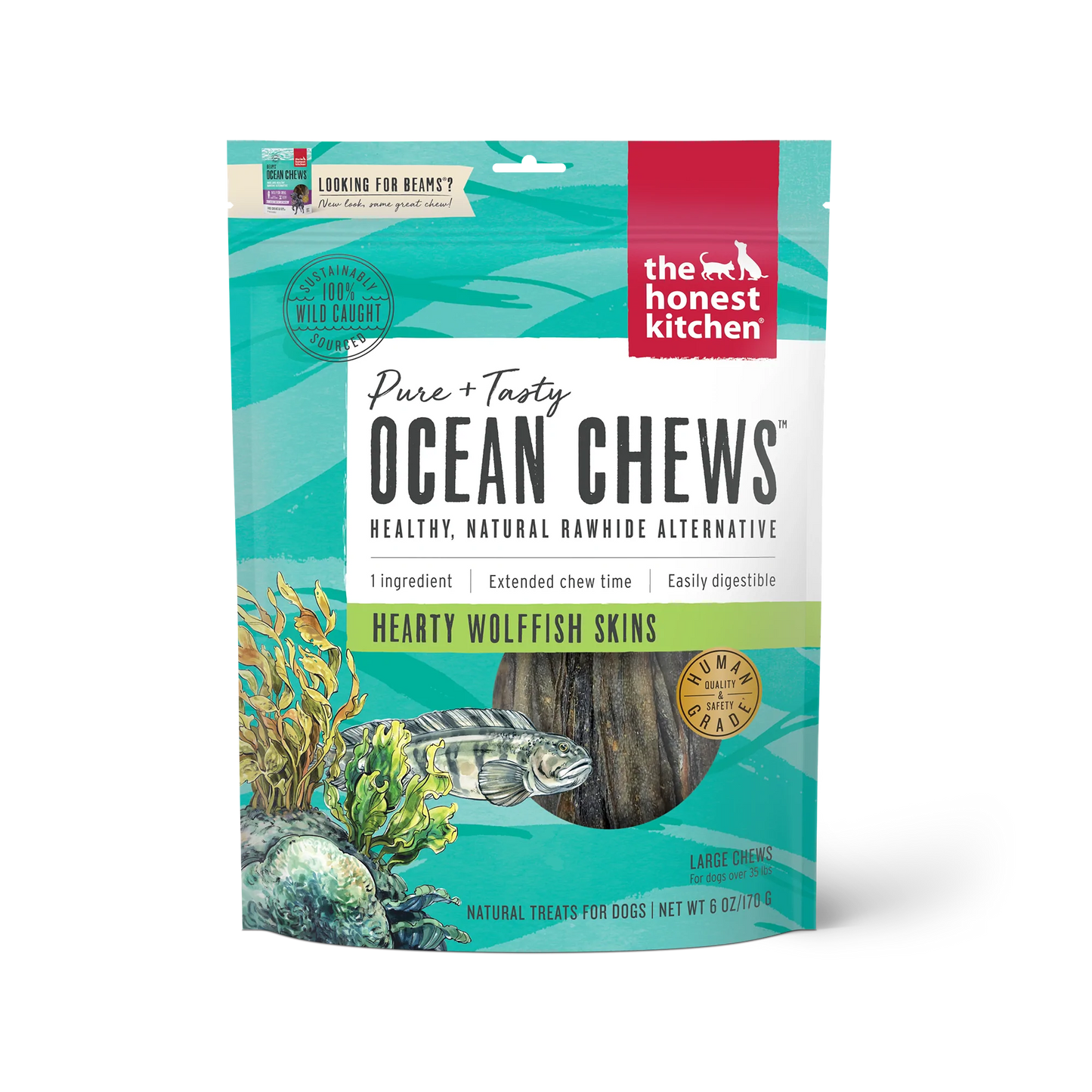 Ocean Chews Wolffish Skin Dog Treats