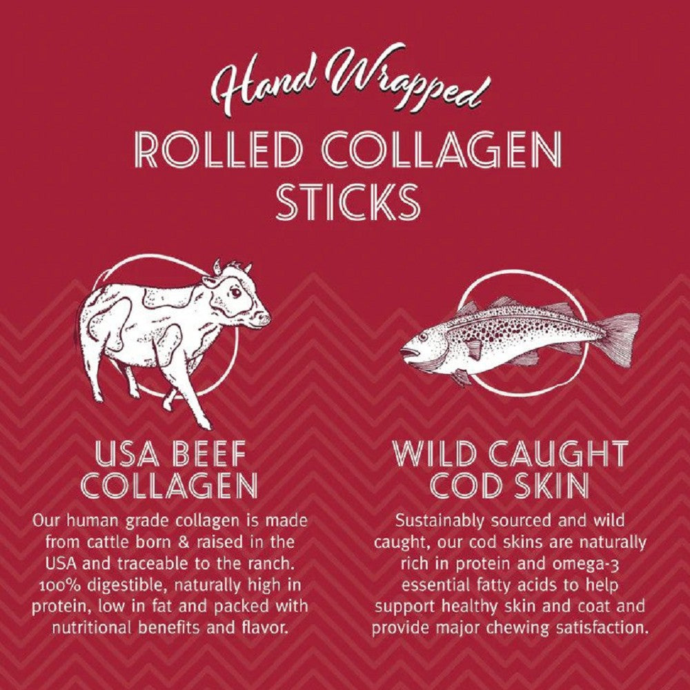 USA Beef Rolled Collagen Dog Chew with Caught Cod Skin