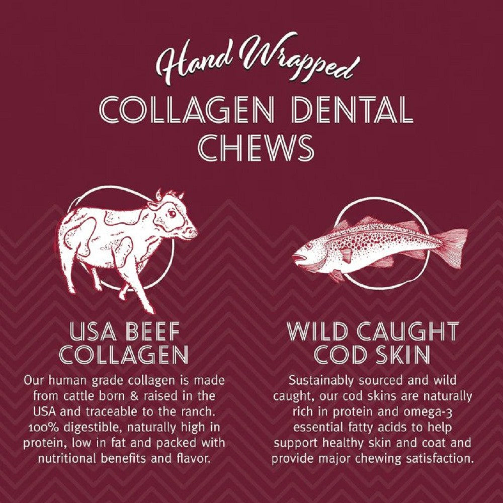 USA Beef Rolled Collagen Dog Dental Chew with Caught Cod Skin