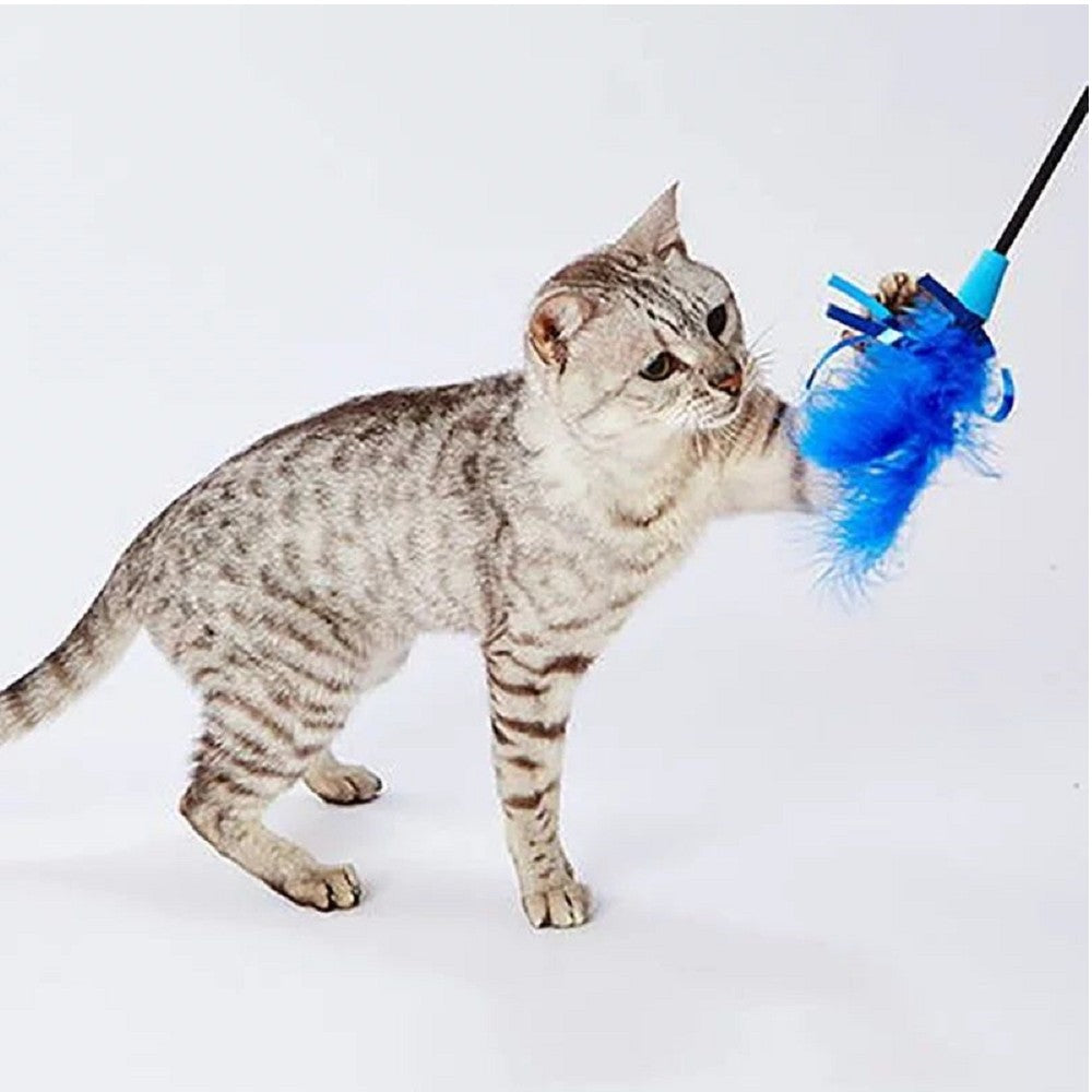 Blue Glitter Tape & Feather Cat Teaser