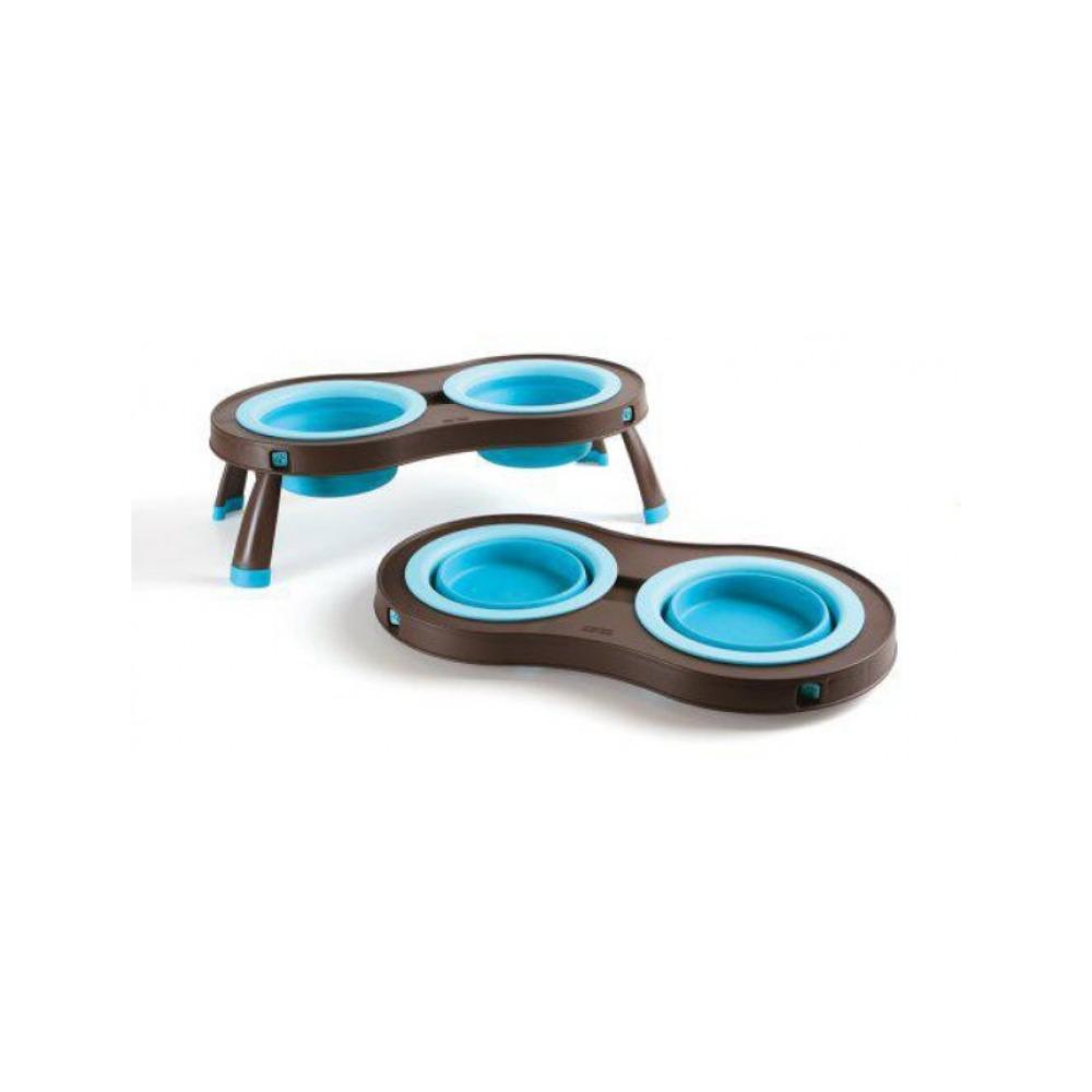 Dexas - Elevated Feeder Pet Double Bowl Turquoise