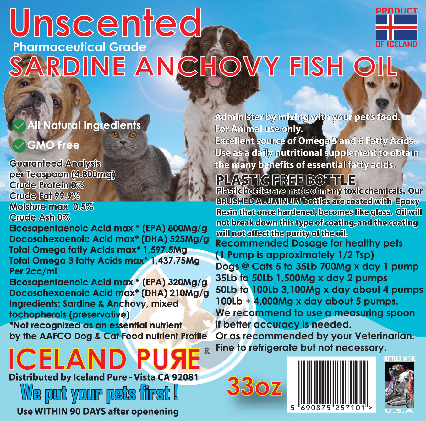 Pure Sardine Anchovy Oil for Dogs & Cats