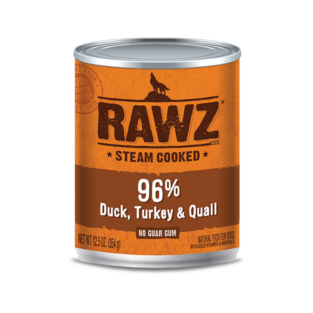 RAWZ - 96% Duck, Turkey & Quail Dog Can 12.5 oz