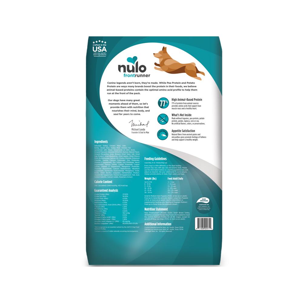 Nulo - FrontRunner Small Breed Adult Turkey, Whitefish & Quinoa Dog Dry Food 6 lb