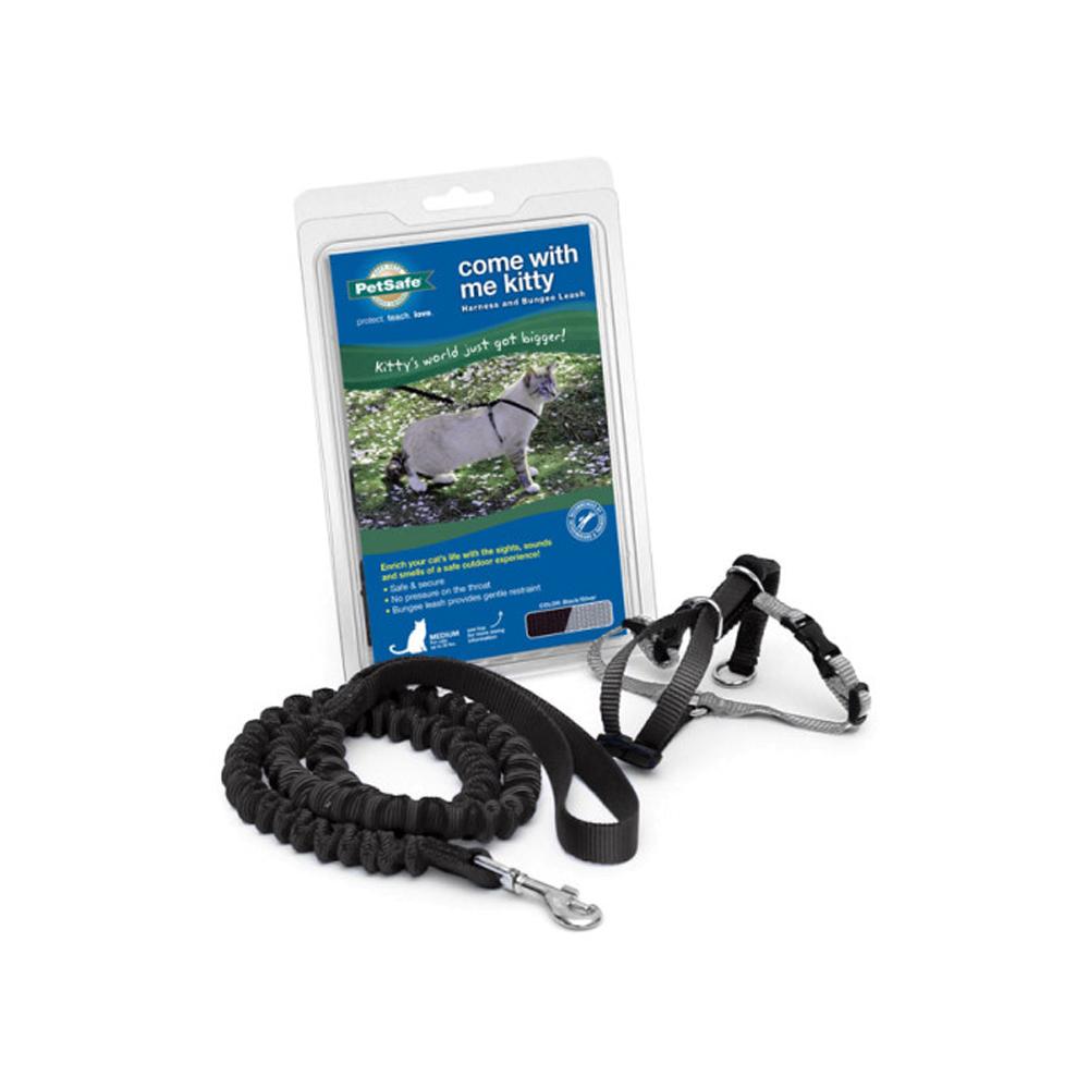 PetSafe - Come With Me Kitty Harness and Bungee Leash Black / Silver