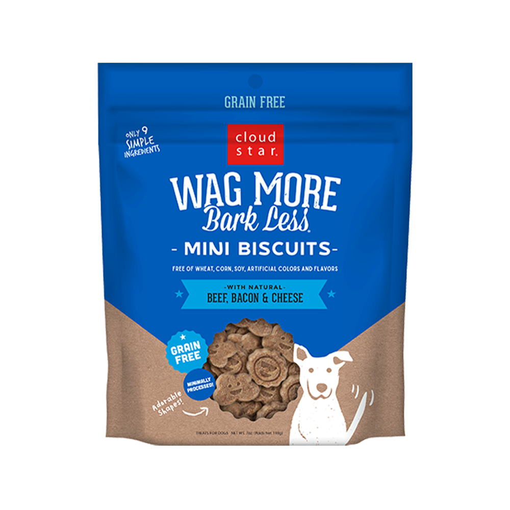 Cloud Star - Wag More Bark Less Beef, Bacon & Cheese Mini Dog Biscuits 7 oz