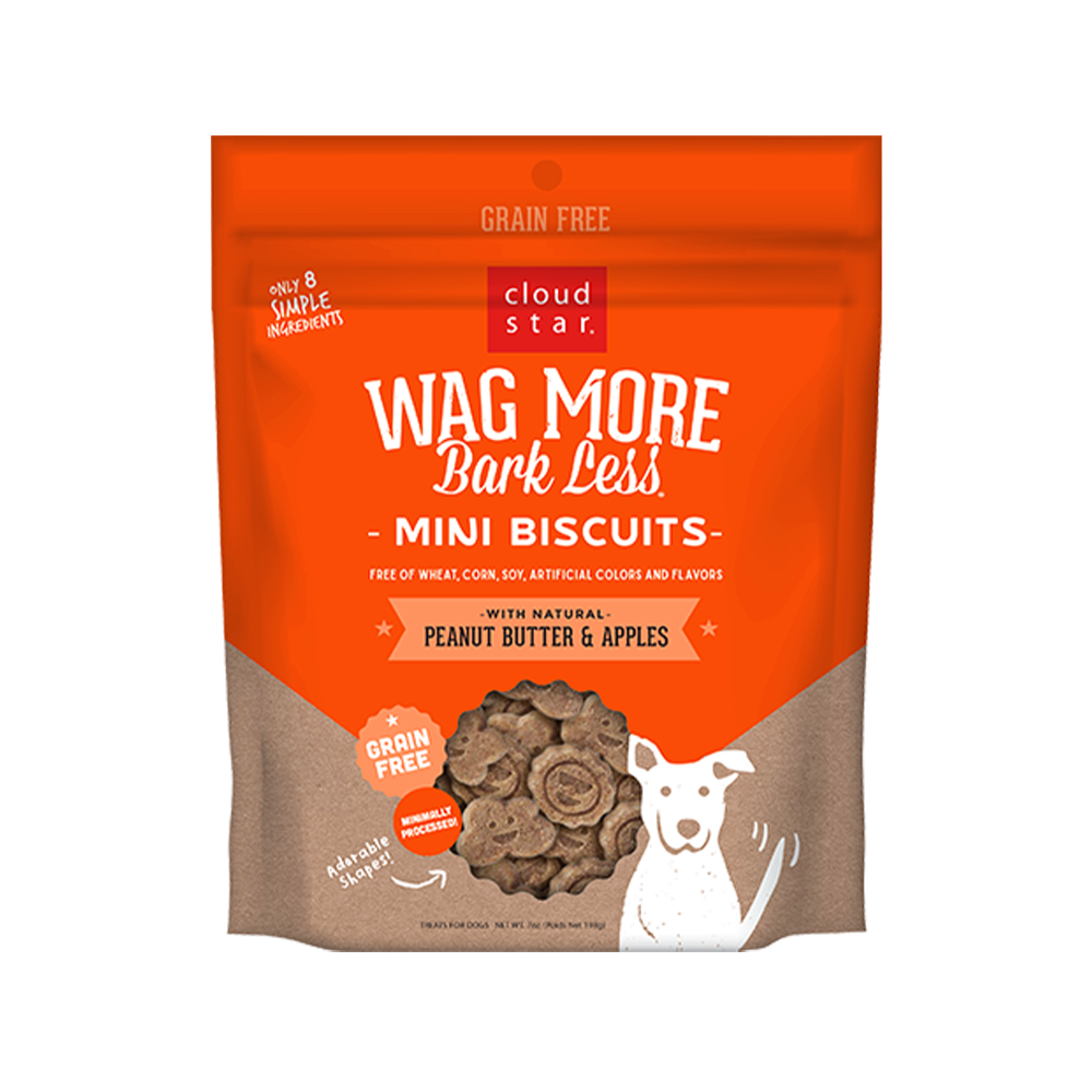 Cloud Star - Wag More Bark Less Peanut Butter & Apples Mini Dog Biscuits 7 oz