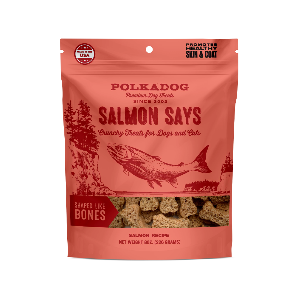 Polkadog Bakery - Salmon Says Bone Shaped Crunchy Dog Treats 4 oz