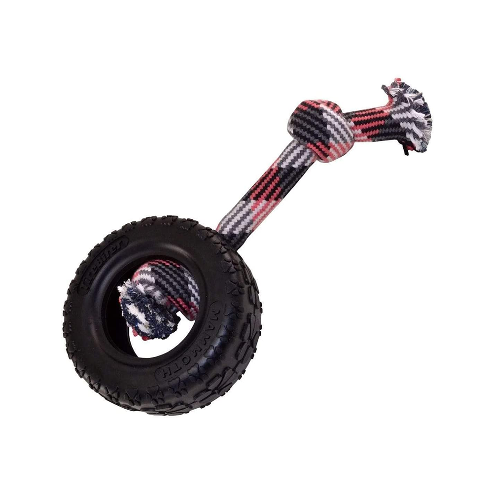 Mammoth Pet - TireBiter II Rubber Tire Dog Toy with Rope Medium