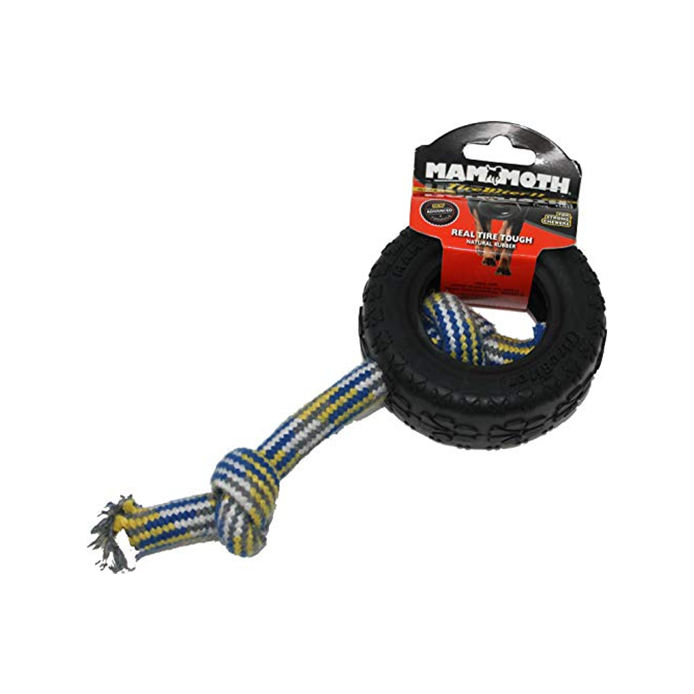 Mammoth Pet - TireBiter II Rubber Tire Dog Toy with Rope Small