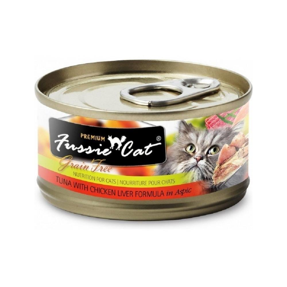 Fussie Cat - Premium Adult Grain Free Cat Can - Tuna with Chicken Liver 80 g