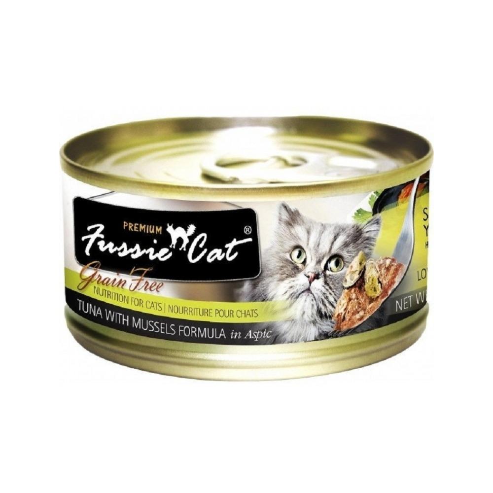 Fussie Cat - Premium Adult Grain Free Cat Can - Tuna with Mussels 80 g