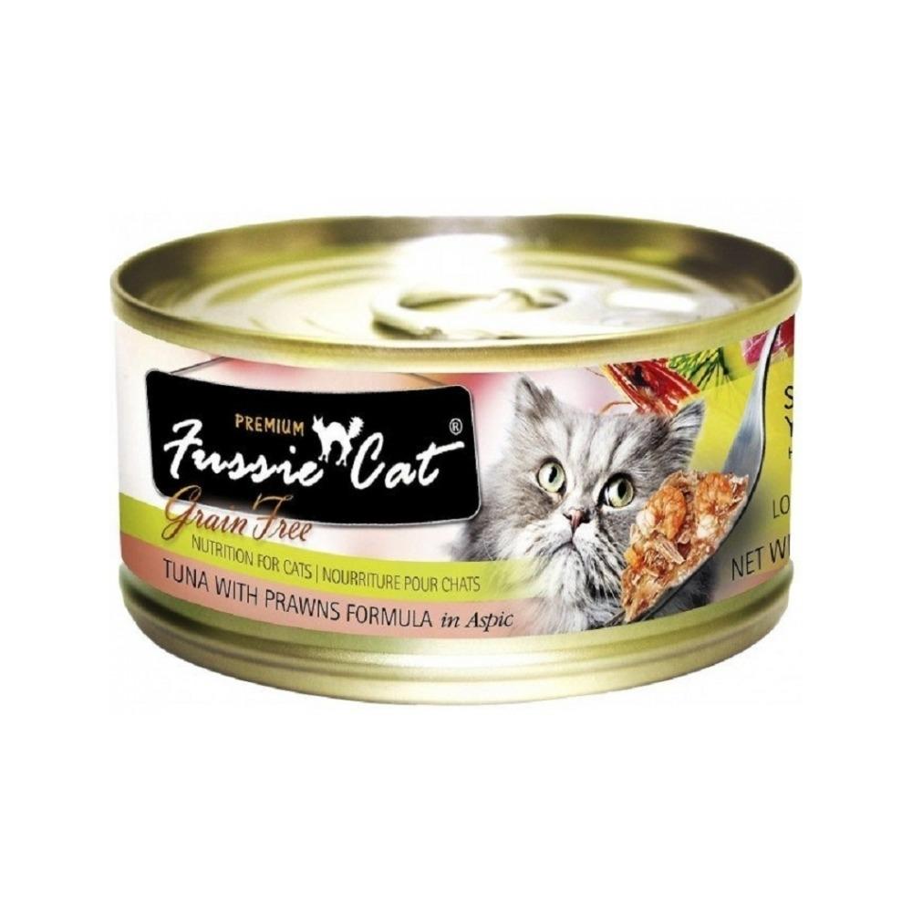 Fussie Cat - Premium Adult Grain Free Cat Can - Tuna with Prawns 80 g