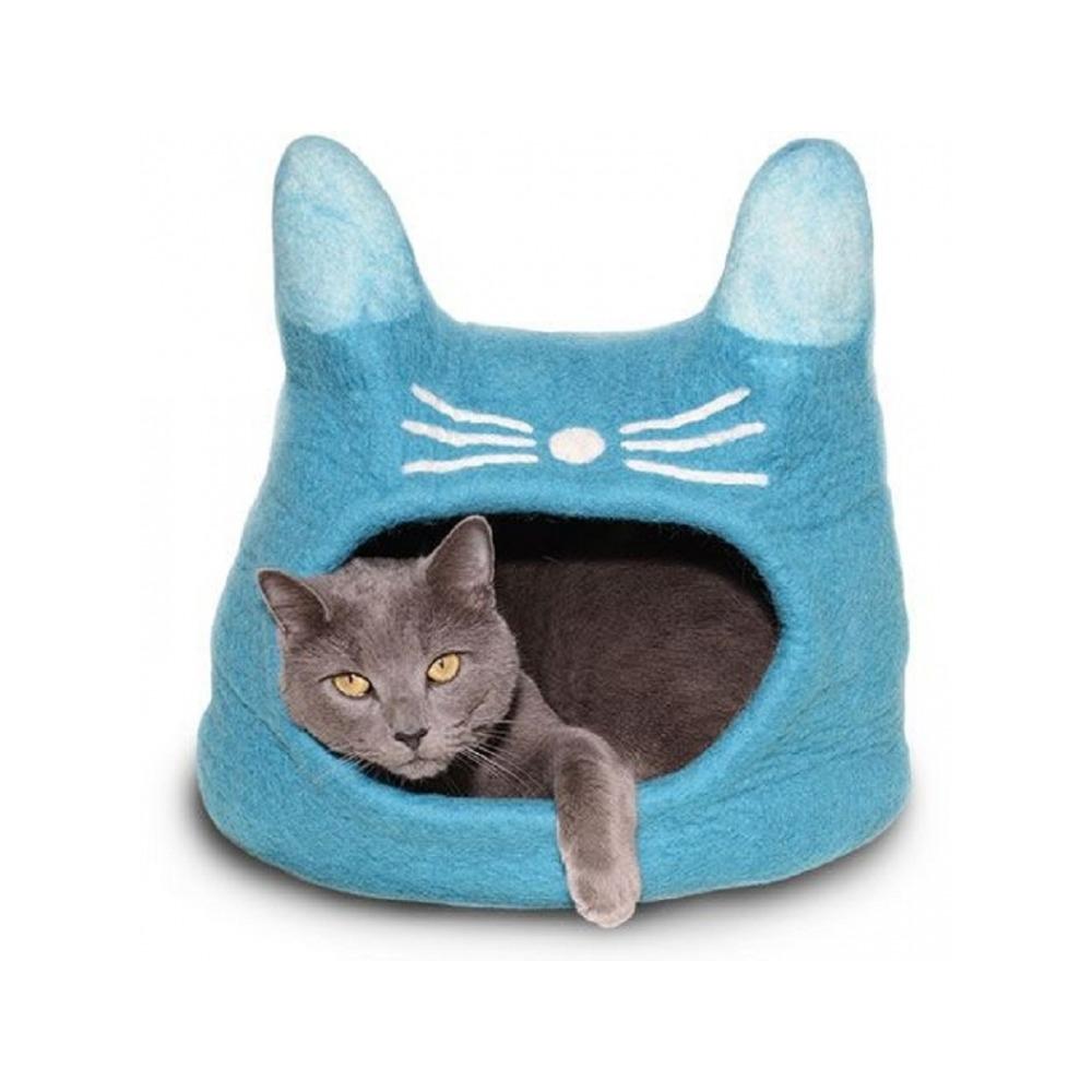 Dharma Dog Karma Cat - Cat Face Cat Cave Turquoise