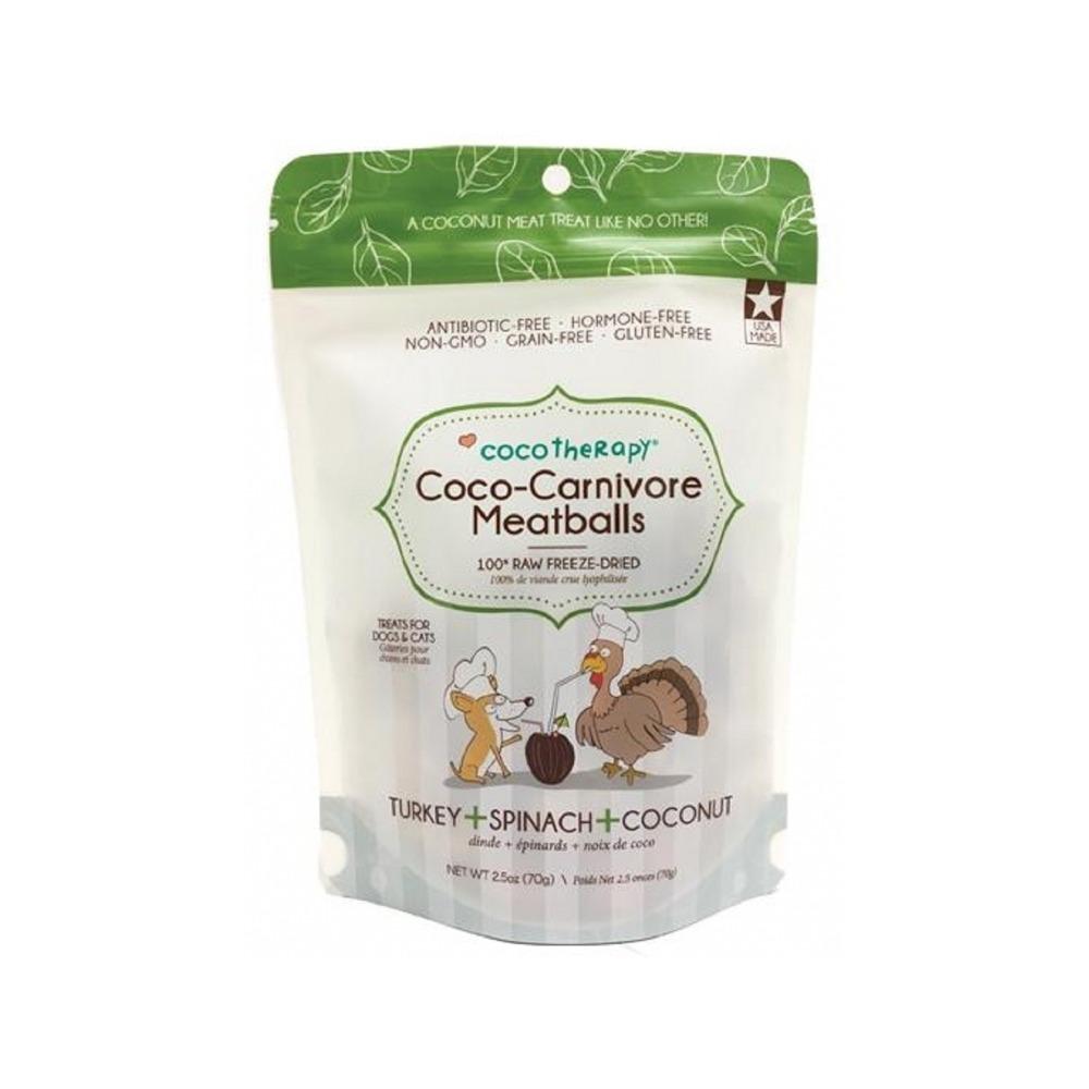 CocoTherapy - Coco - Carnivore Freeze Dried Meatballs for Dogs & Cats - Turkey, Spinach & Coconut 2.5 oz