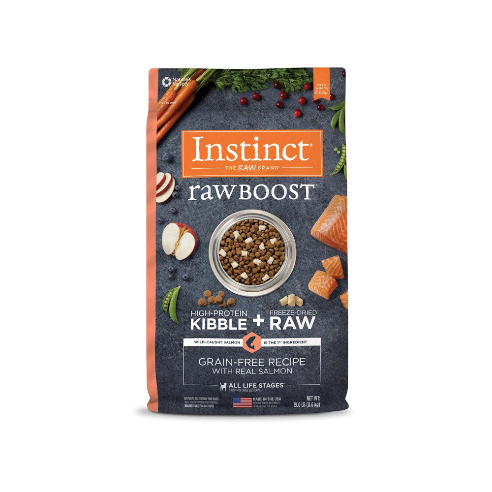 Raw Boost Grain-Free Recipe Kibble + Raw Dog Dry Food- Salmon