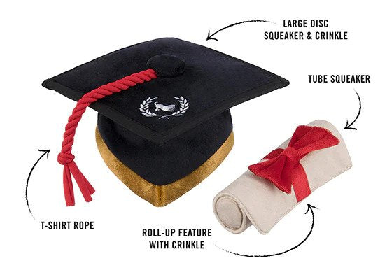Graduation Hat & Scroll Dog Toy