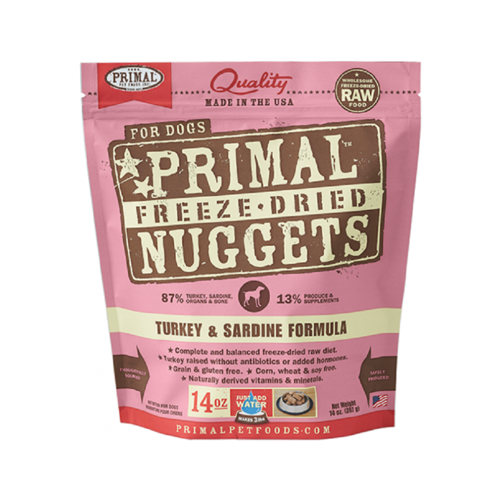 Primal Pet Foods Inc - Freeze Dried Turkey & Sardine Nuggets Dog Food 14 oz