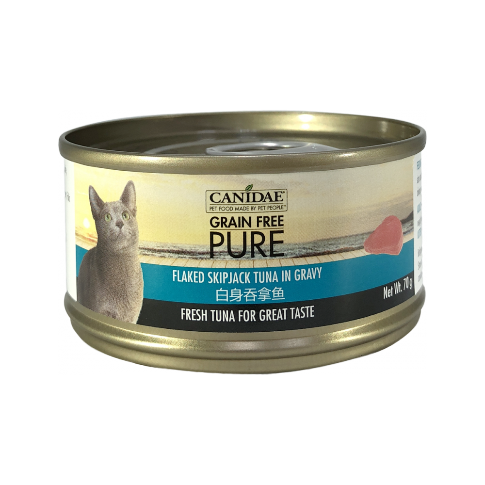 Canidae - PURE Grain Free Cat Can - Flaked Skipjack Tuna in Gravy 70 g