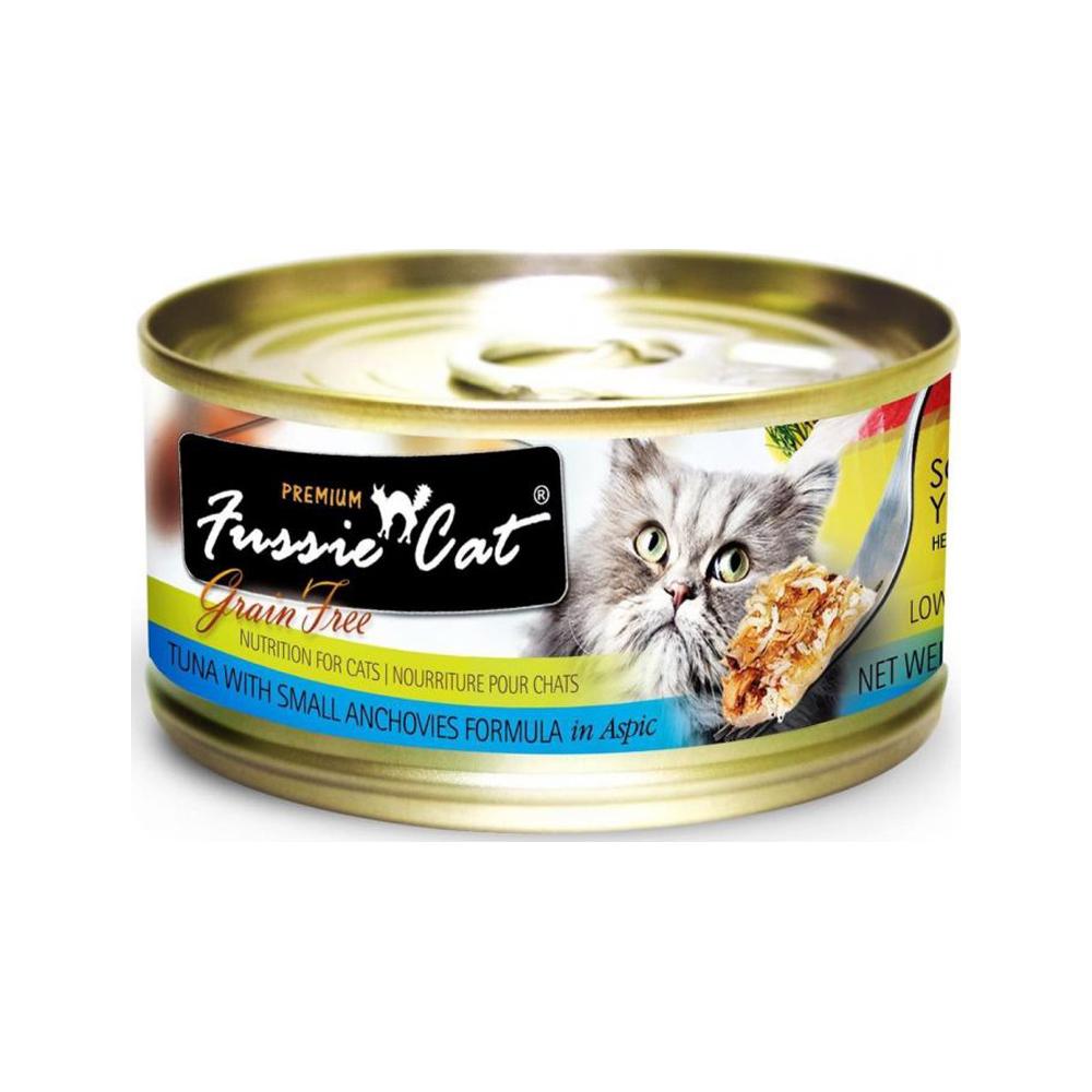 Fussie Cat - Premium Adult Grain Free Cat Can - Tuna with Small Anchovies 80 g