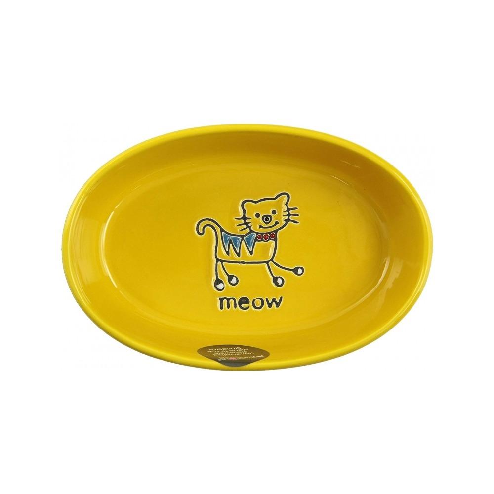 PetRageous Designs - Silly Kitty Oval Cat Saucer 6.5"